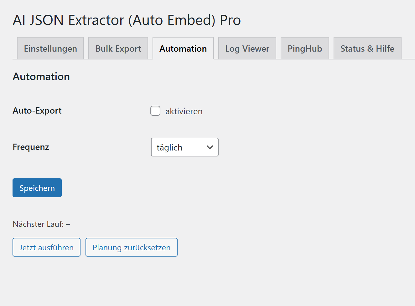 Automation – Cron, Zeitplan, sofort starten